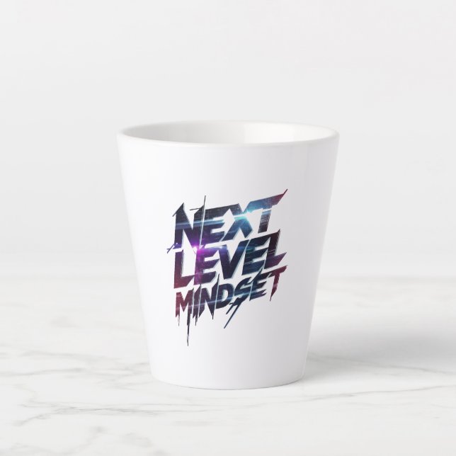 Futuristic Glitch Typography for Success Latte Mug (Front)