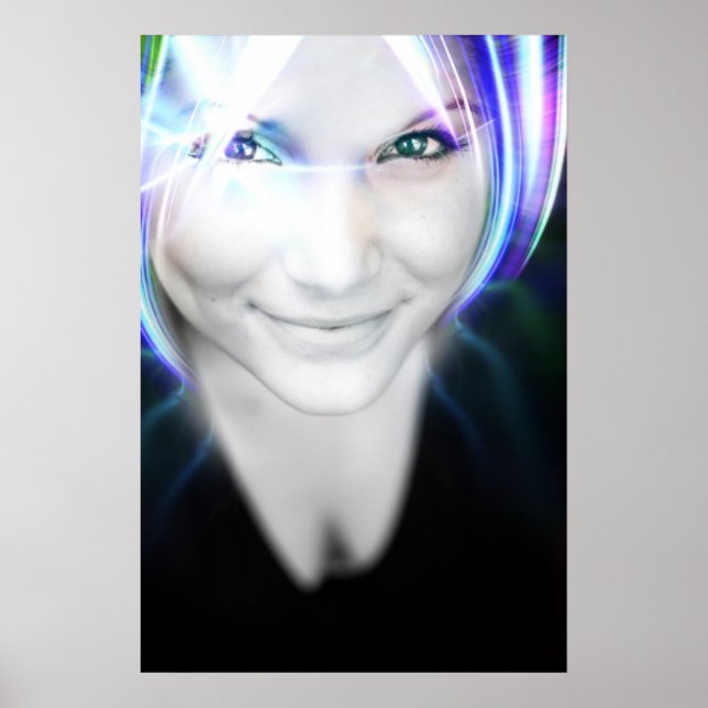 Futuristic Glowing Hair Woman Poster (Front)