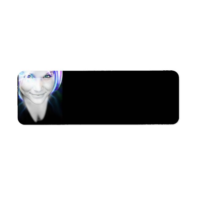 Futuristic Glowing Hair Woman Return Address Label (Front)