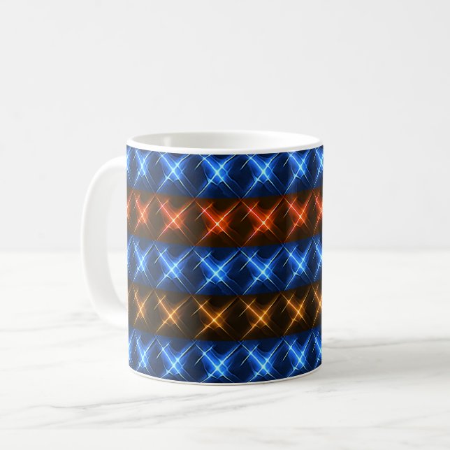 Futuristic Glowing Star Pattern Coffee Mug (Front Left)