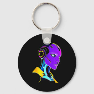 Futuristic Graphic Design Robot 1 Key Ring