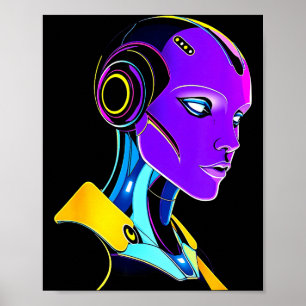 Futuristic Graphic Design Robot 1  Poster