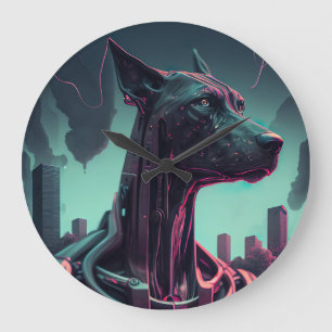 Futuristic Great Dane The Robotic Companion Large Clock