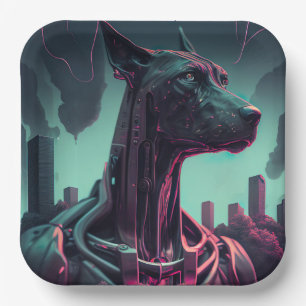 Futuristic Great Dane The Robotic Companion Paper Plate