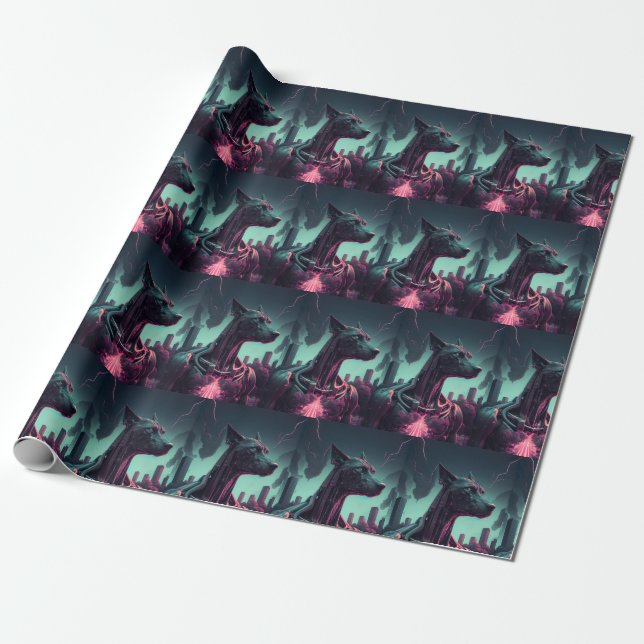 Futuristic Great Dane The Robotic Companion Wrapping Paper (Unrolled)