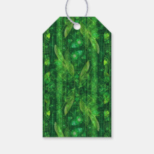 Futuristic green leafy abstract pattern gift tags