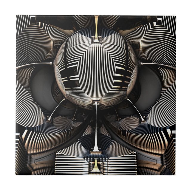 Futuristic grid background ceramic tile (Front)