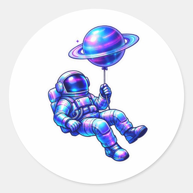 Futuristic Holographic Space Astronaut Sticker (Front)