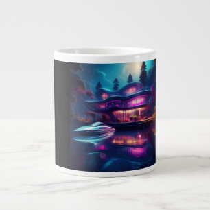 Futuristic House On The Lake Large Coffee Mug