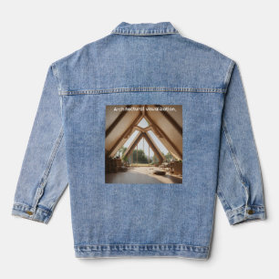 Futuristic House Under Construction with Geometric Denim Jacket