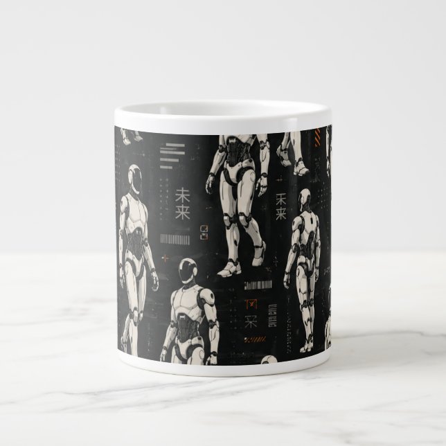Futuristic Humanoid Robot | AI Android Sci-Fi Art Large Coffee Mug (Front)