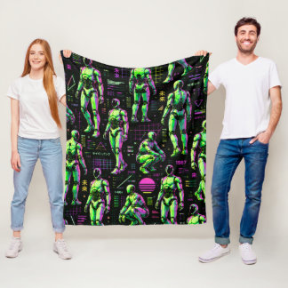 Futuristic Humanoid Robot Art | AI Android Sci-Fi Fleece Blanket