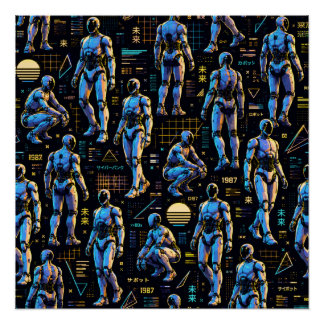 Futuristic Humanoid Robot Art | AI Android Sci-Fi Poster