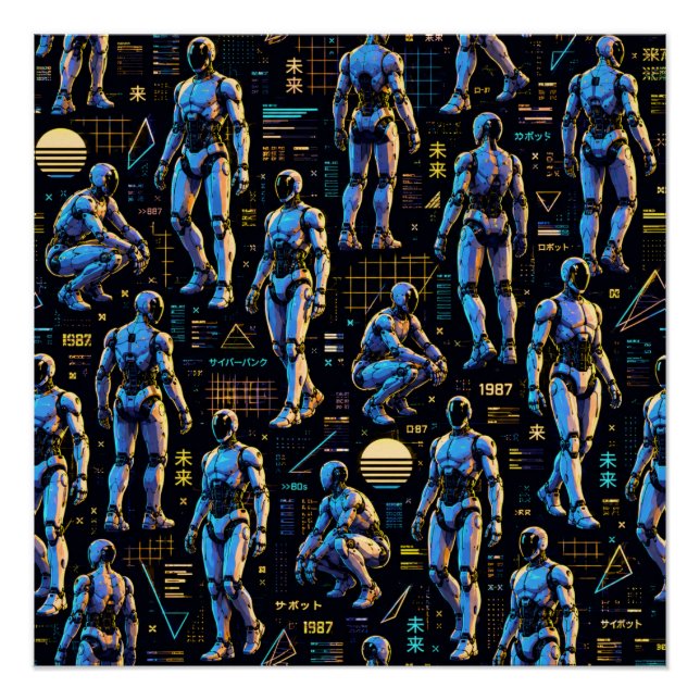 Futuristic Humanoid Robot Art | AI Android Sci-Fi  Poster (Front)