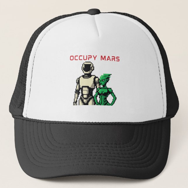 Futuristic Humanoid Robot on an Alien Planet Trucker Hat (Front)