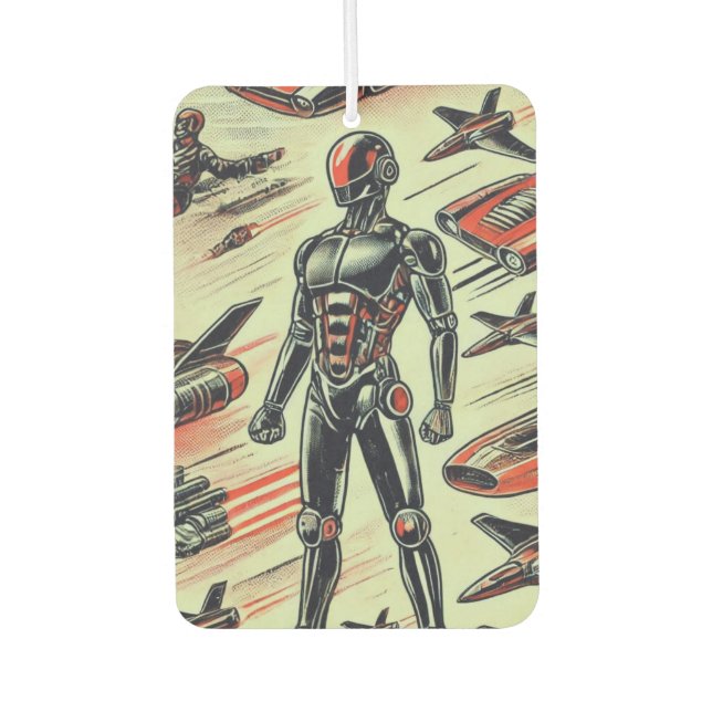 Futuristic Humanoid Robot Pattern | AI Robotics Sc Car Air Freshener (Front)