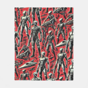 Futuristic Humanoid Robot Pattern AI Robotics Sc Fleece Blanket