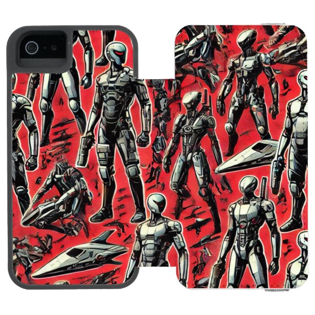 Futuristic Humanoid Robot Pattern | AI Robotics Sc Incipio iPhone Wallet Case (Folio Open)