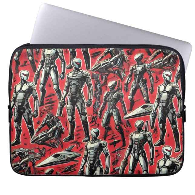Futuristic Humanoid Robot Pattern | AI Robotics Sc Laptop Sleeve (Front)