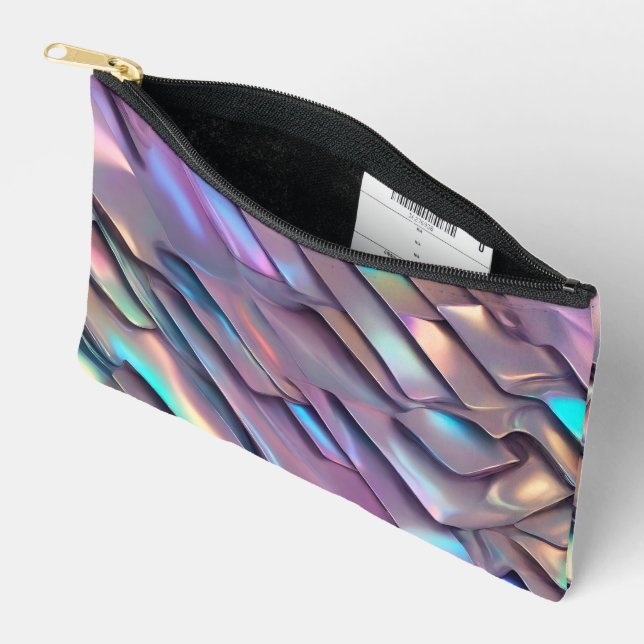 Futuristic iridescent/abstract holographic  accessory pouch (Open)