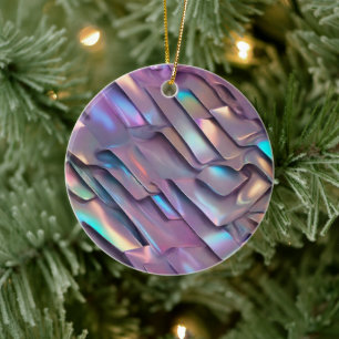 Futuristic iridescent/abstract holographic ceramic ornament