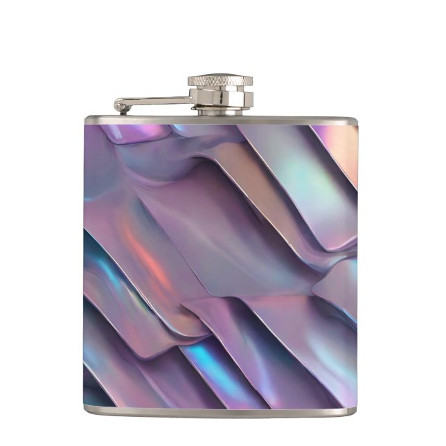 Futuristic iridescent/abstract holographic  hip flask (Front)