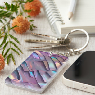 Futuristic iridescent/abstract holographic key ring