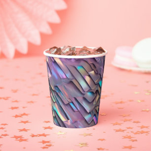 Futuristic iridescent/abstract holographic paper cups