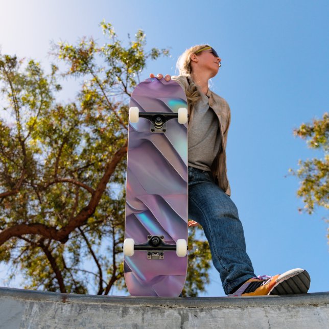 Futuristic iridescent/abstract holographic  skateboard (Outdoor 1)