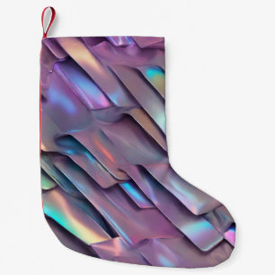 Futuristic iridescent/abstract holographic small christmas stocking