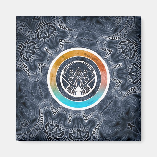 Futuristic kaleidoscope pattern magnet (Front)