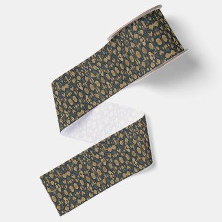 Futuristic leafy pattern grosgrain ribbon