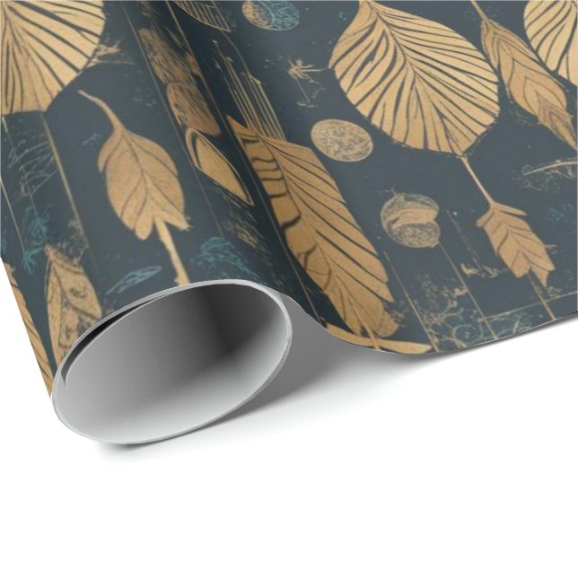 Futuristic leafy pattern wrapping paper (Roll Corner)