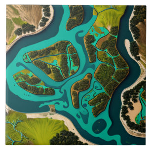 Futuristic Marshlands Ceramic Tile