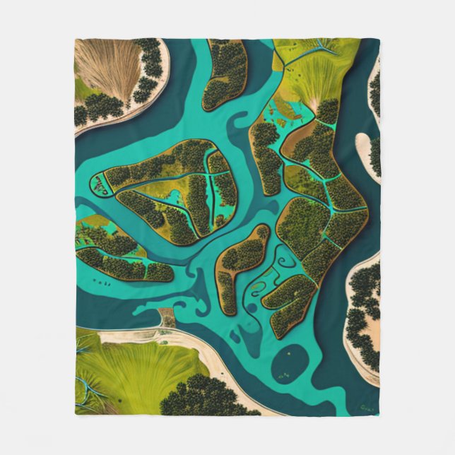 Futuristic Marshlands Fleece Blanket (Front)