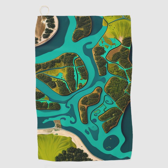 Futuristic Marshlands Golf Towel (Front)