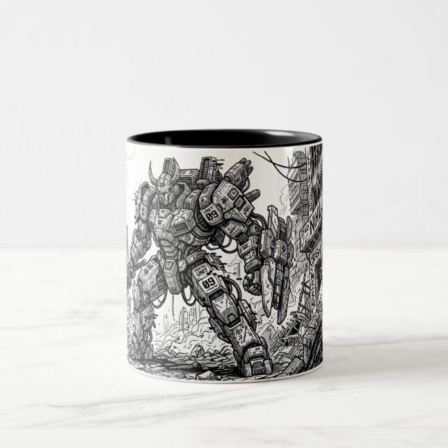 Futuristic Mecha Robot Ceramic Mug (Center)