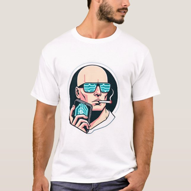 Futuristic Minimalism: Crypto & Smoke T-Shirt (Front)