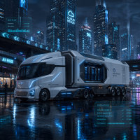 Futuristic Mobile Data Centre Truck Card