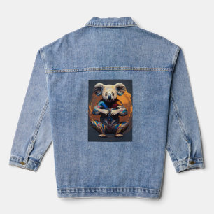 Futuristic Muscular Koala Logo – Fitness Training Denim Jacket