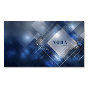 Futuristic Navy Geometric Diamond Cosmic Sparkle Magnetic Business Card