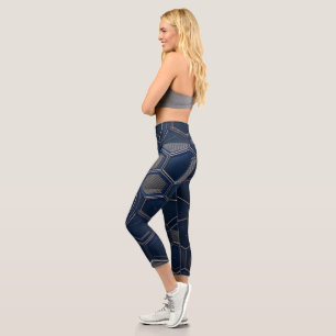 Futuristic Navy Geometric Yoga Leggings