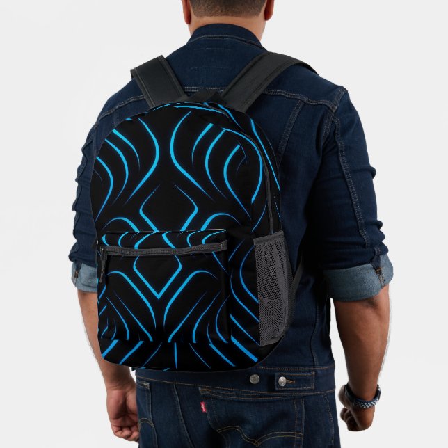 Futuristic Neon Blue & Black School Backpack – Cyb (Insitu (Model))