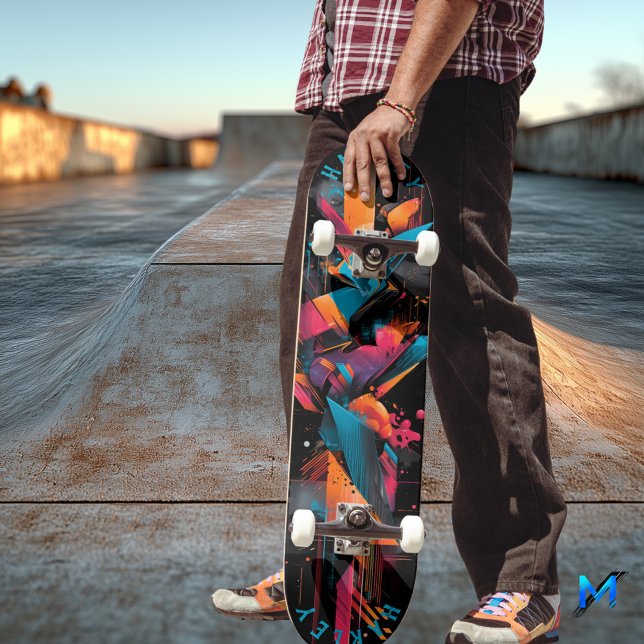 Futuristic Neon - Bold Abstract Geometric Skateboard (Creator Uploaded)