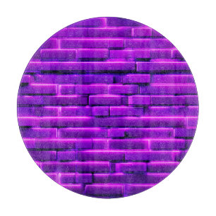 Futuristic Neon Brick Wall Design Cutting Board