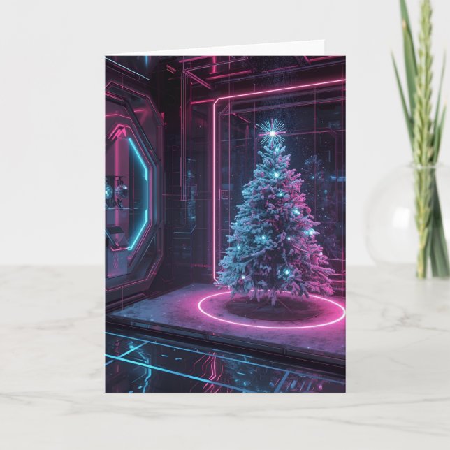 Futuristic Neon Christmas Card (Front)