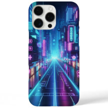 futuristic neon cityscape