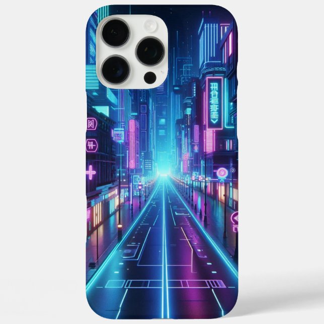 futuristic neon cityscape Case-Mate iPhone case (Back)