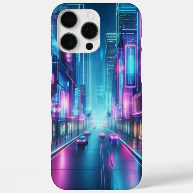 futuristic neon cityscape Case-Mate iPhone case (Back)