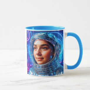 Futuristic neon cosmonaut mug